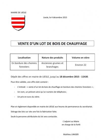 Annonce vente bois