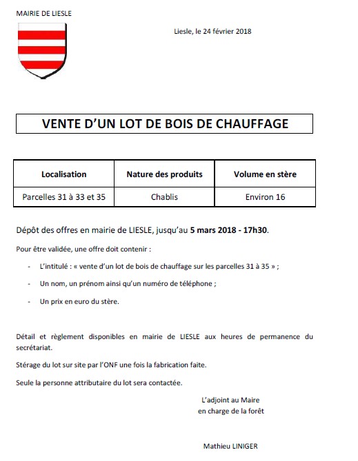 Vente de bois
